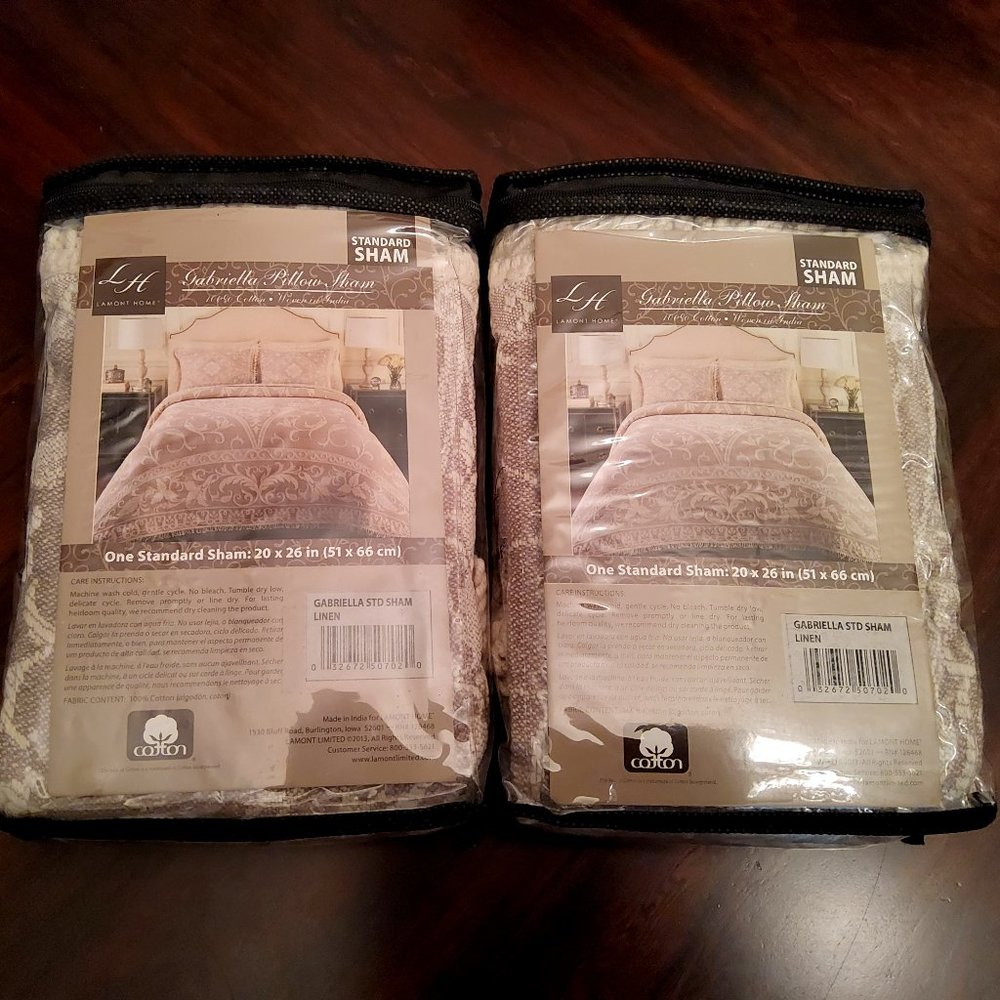 NIP 2 LAMONT HOME GABRIELLA STANDARD COTTON PILLOWCASES SHAMS